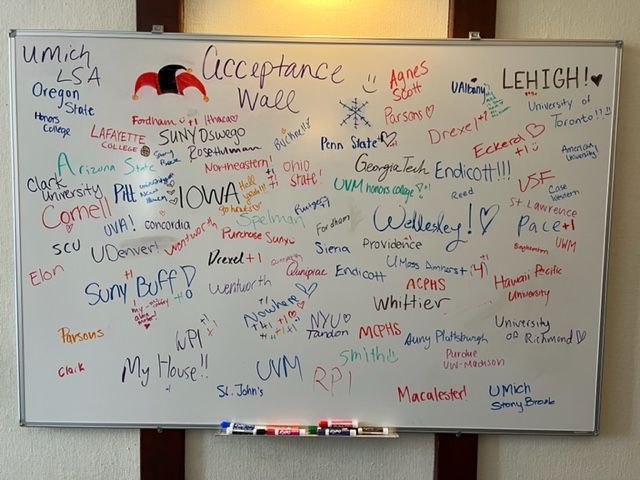 The Acceptance Wall in the College Counseling office