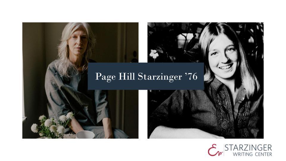 Page Hill Starzinger '76 as featured on one of the screens in the center.
